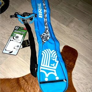 Brine Blue Lacrosse Stick Bag bundle with gloves and goggle